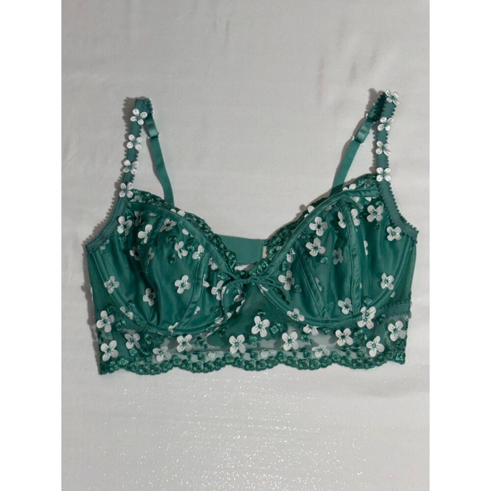 NWOT For Love and Lemons Teal Floral Bra | Size 38C